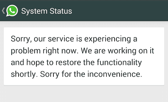 whatsapp outage update